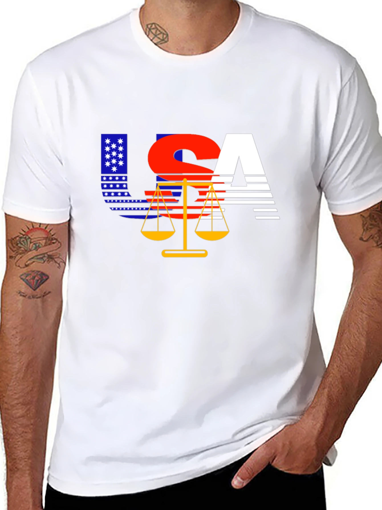 USA Justice T-Shirt - Patriotic Design