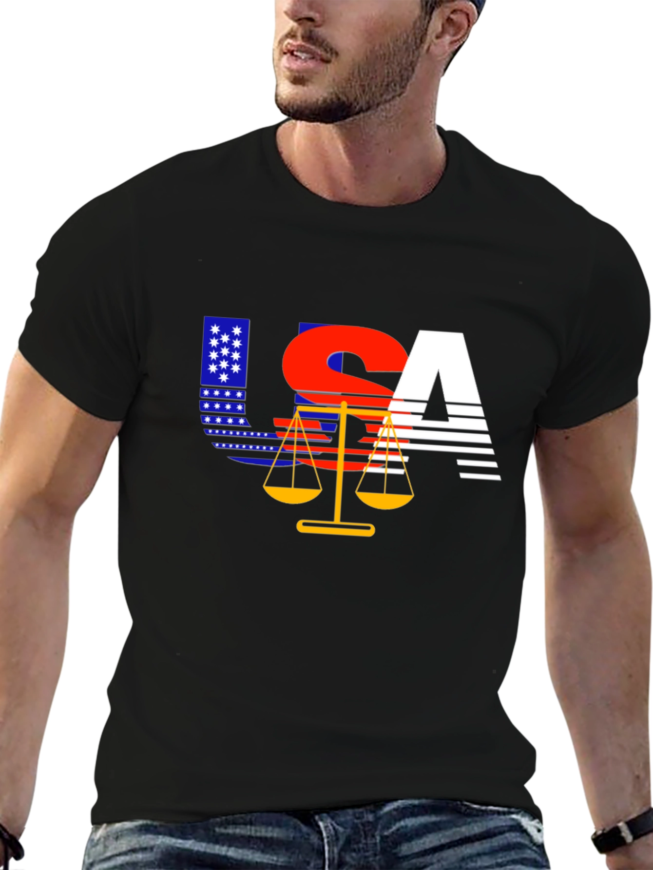 USA Justice T-Shirt - Patriotic Design