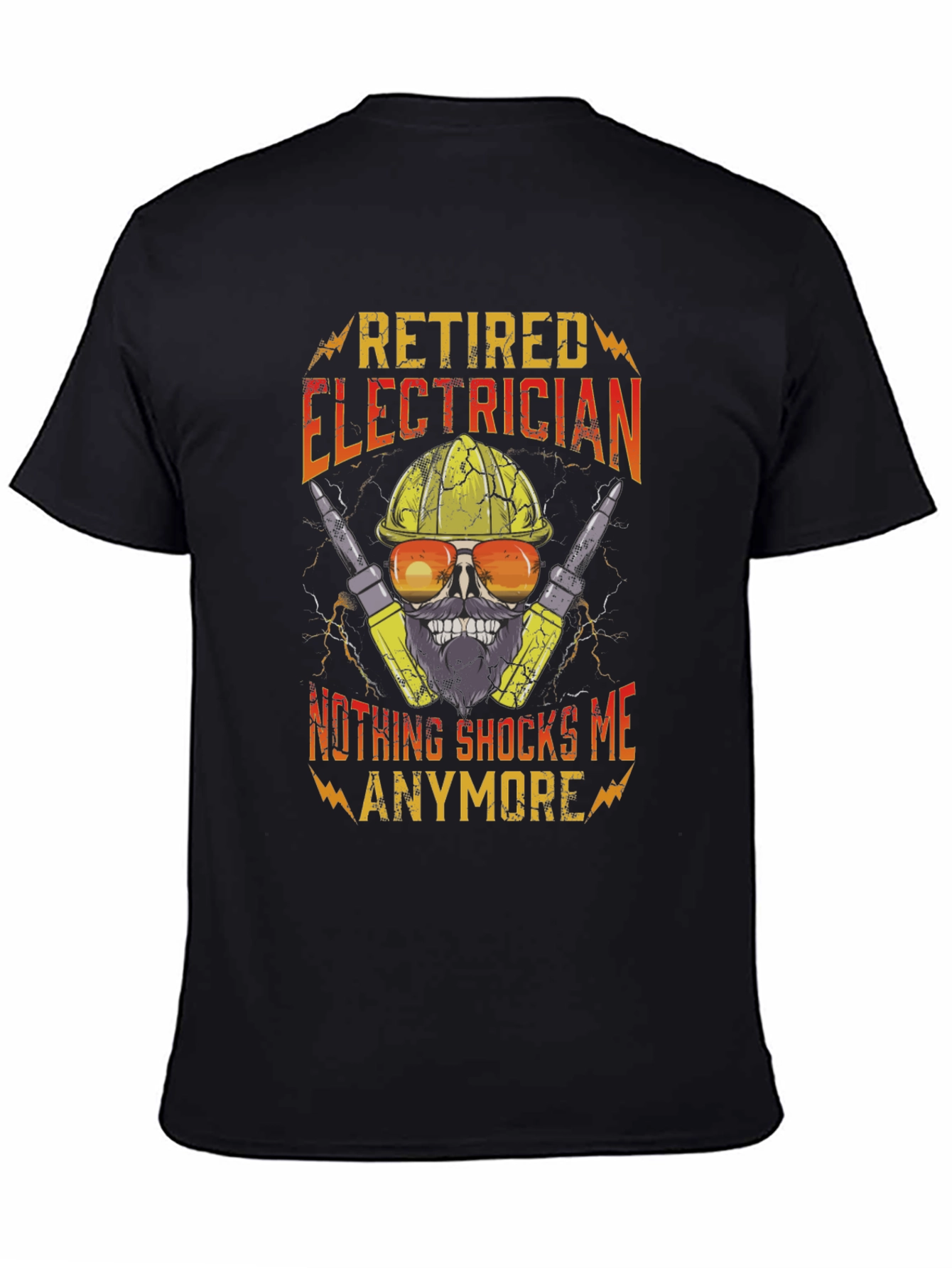 Retired Electrician T-Shirt Funny Skull Tee