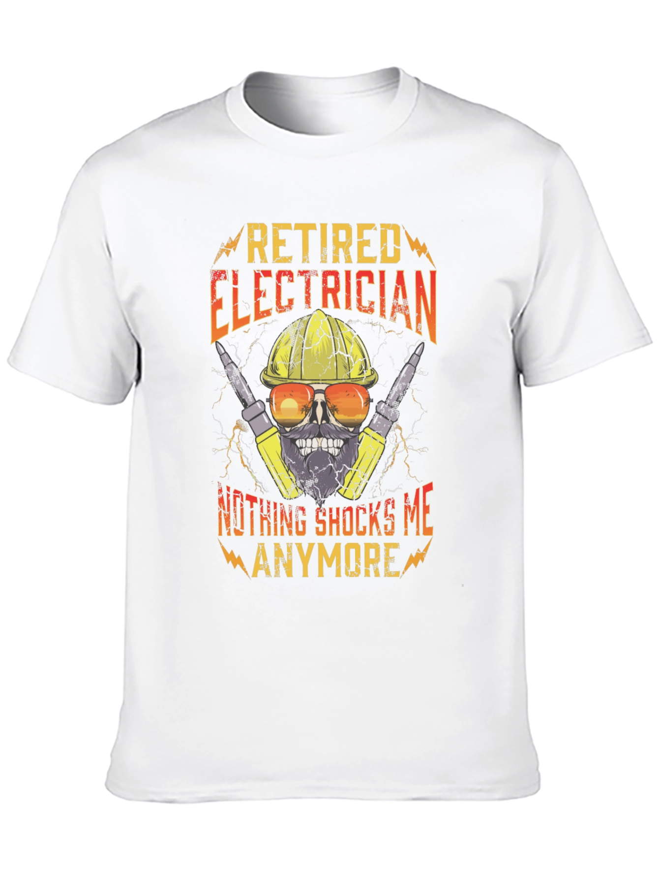 Retired Electrician T-Shirt Funny Skull Tee