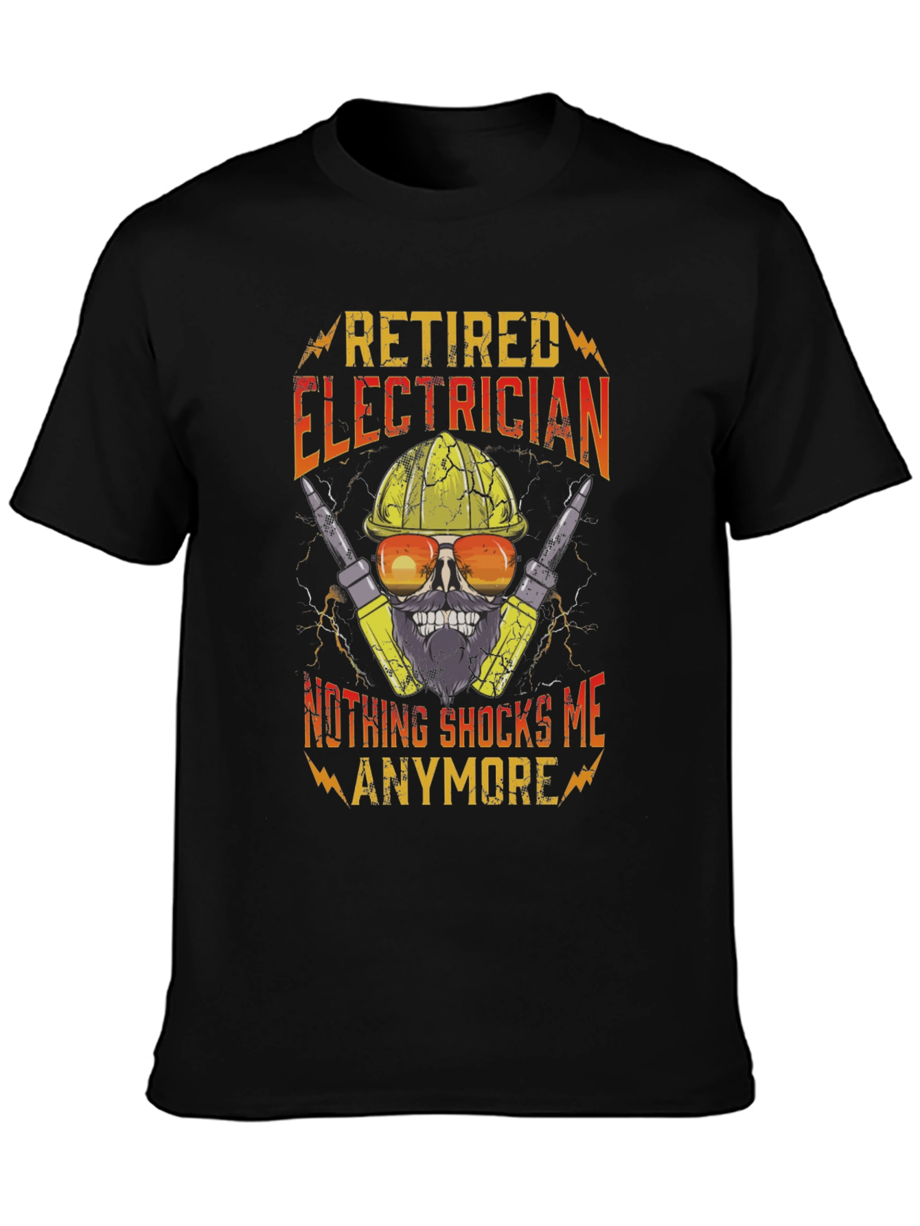 Retired Electrician T-Shirt Funny Skull Tee