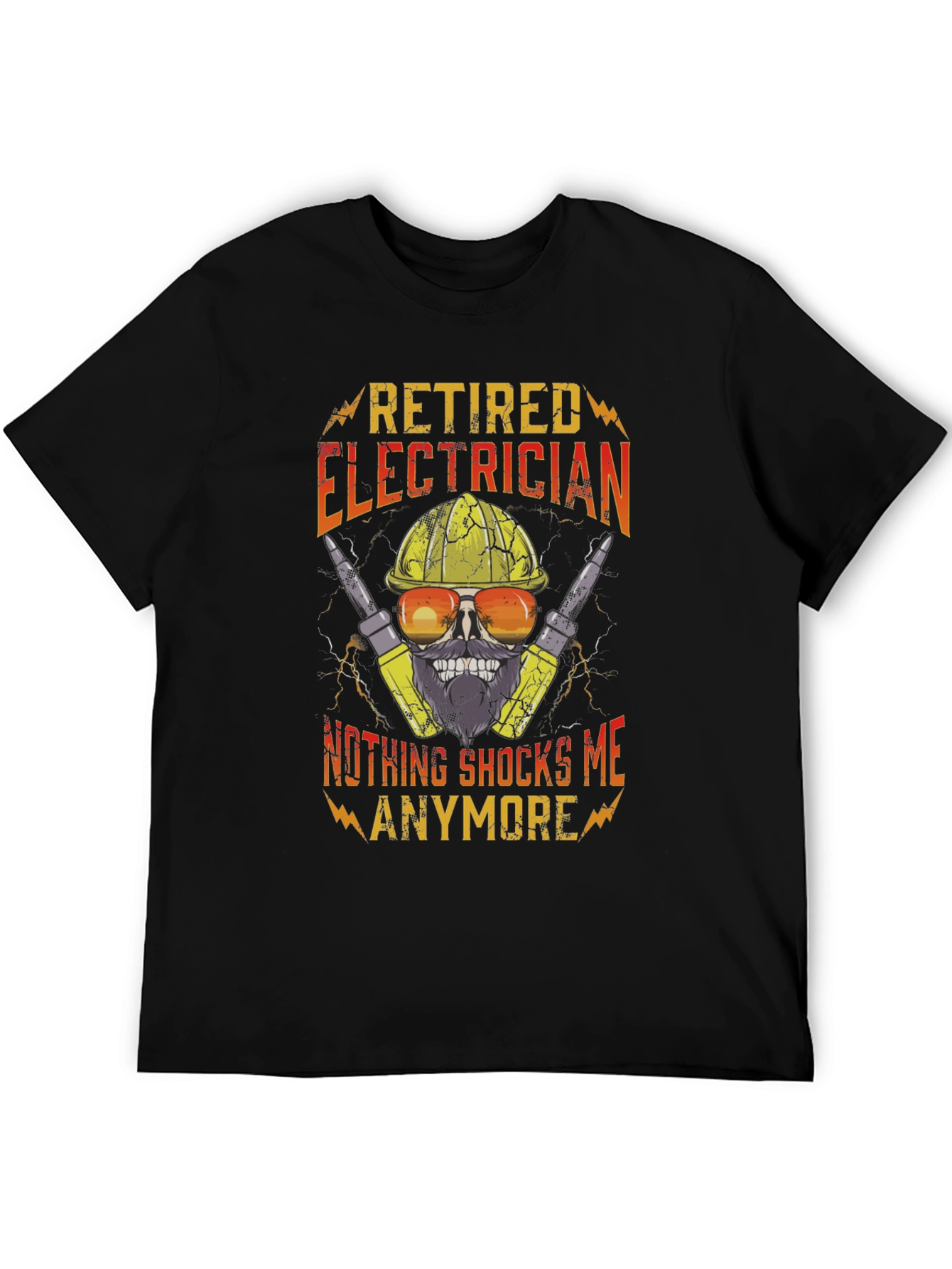 Retired Electrician T-Shirt Funny Skull Tee
