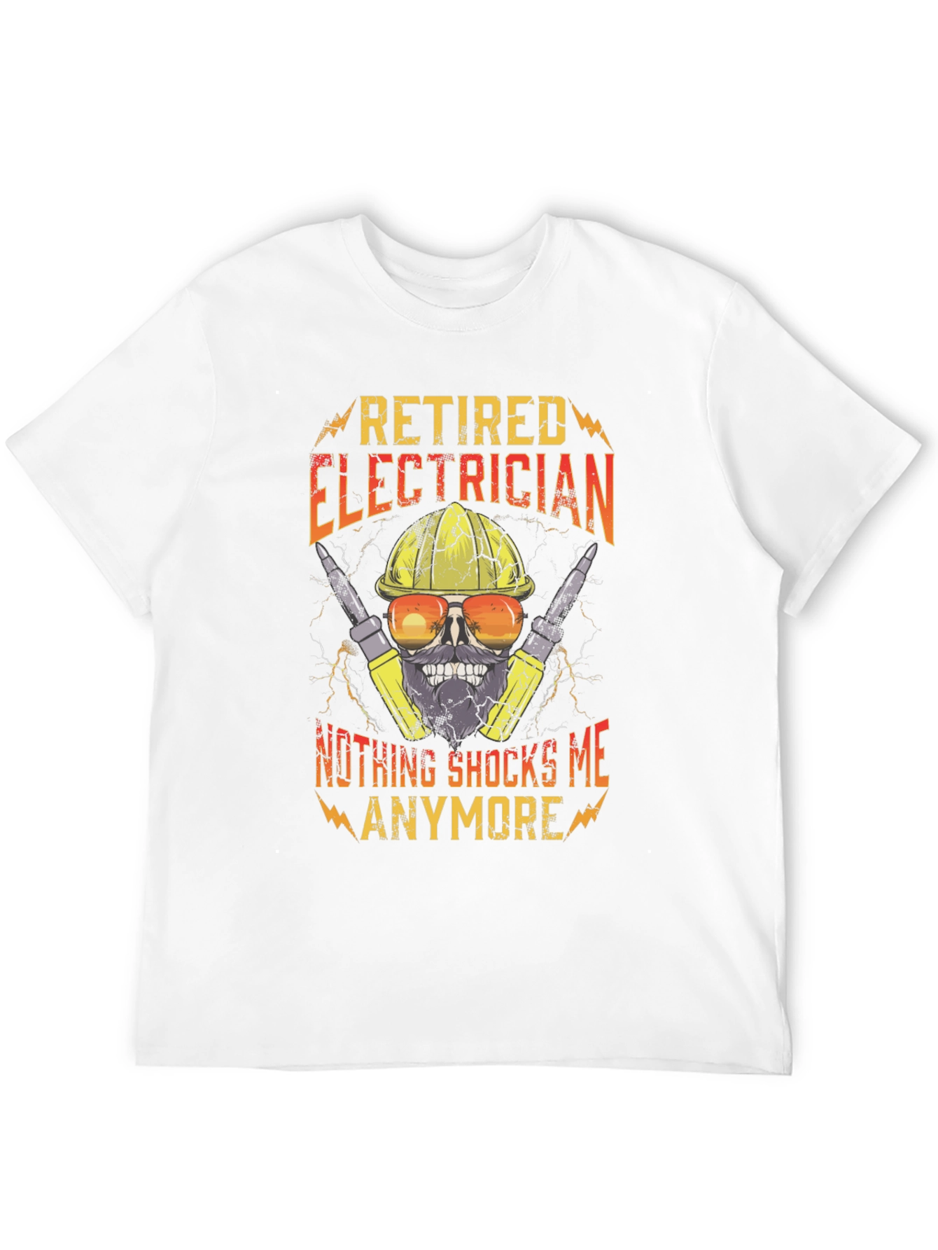 Retired Electrician T-Shirt Funny Skull Tee