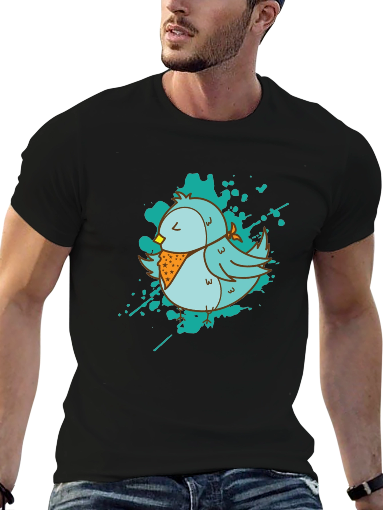 Bird Graphic Black T-Shirt