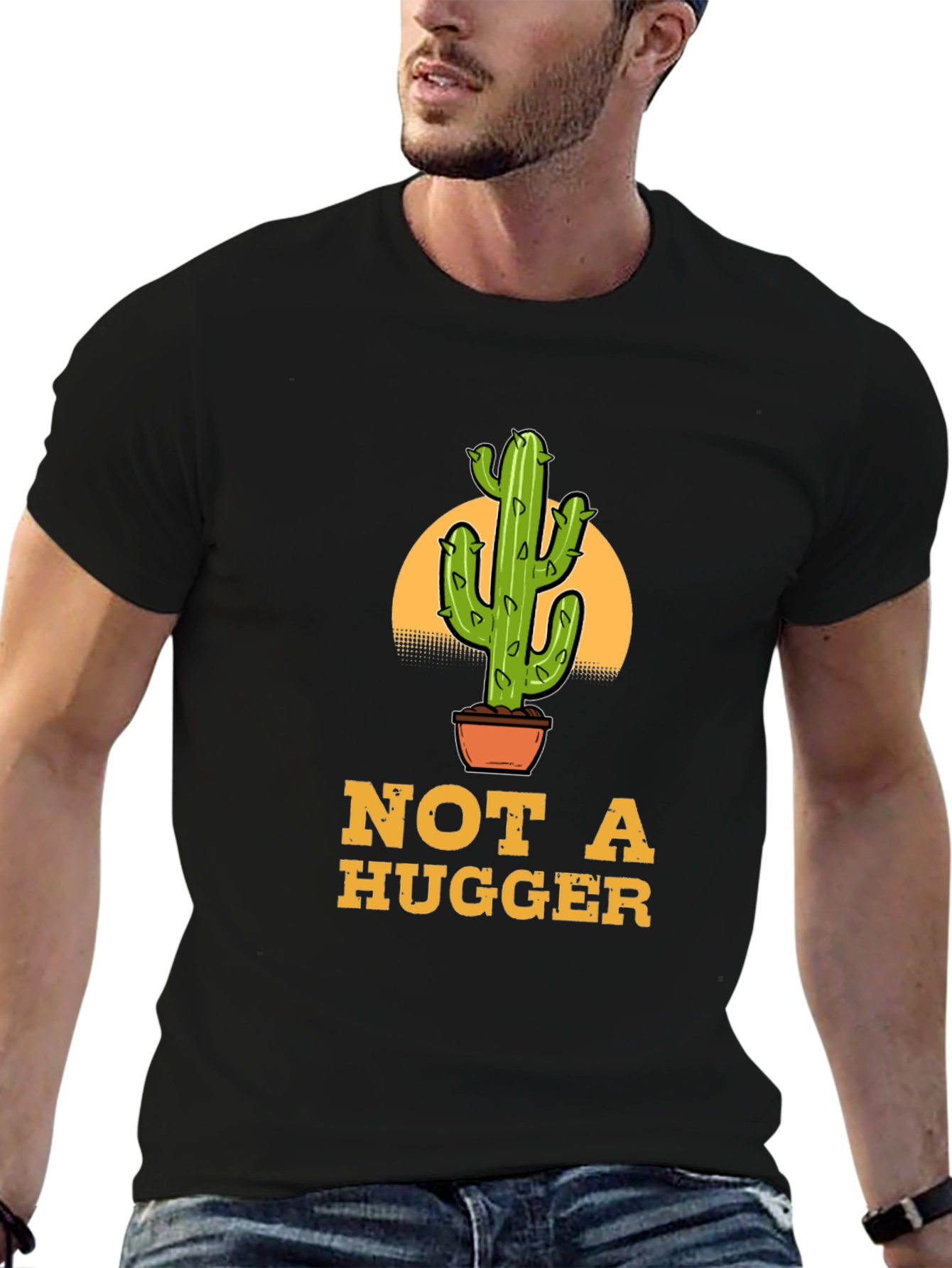 Not A Hugger Cactus Graphic T-Shirt