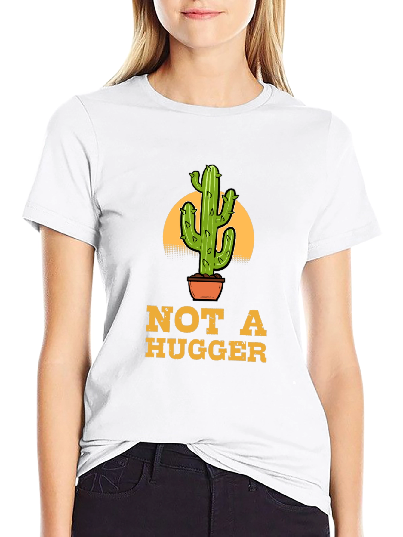 Not A Hugger Cactus Graphic T-Shirt