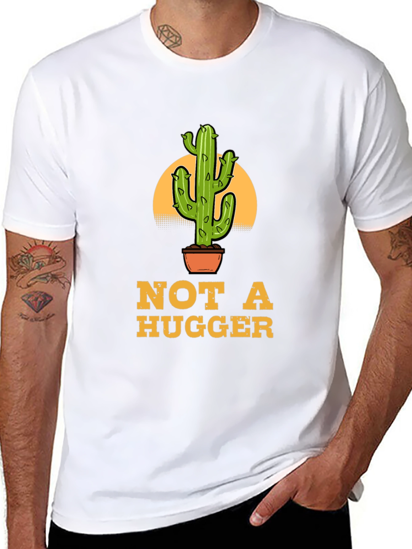 Not A Hugger Cactus Graphic T-Shirt