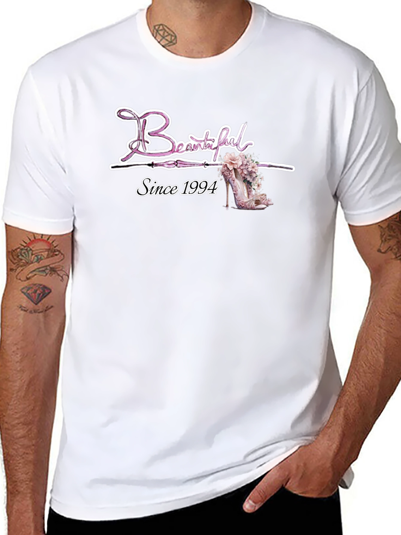 Beautiful Since 1994 Floral Heel T-Shirt