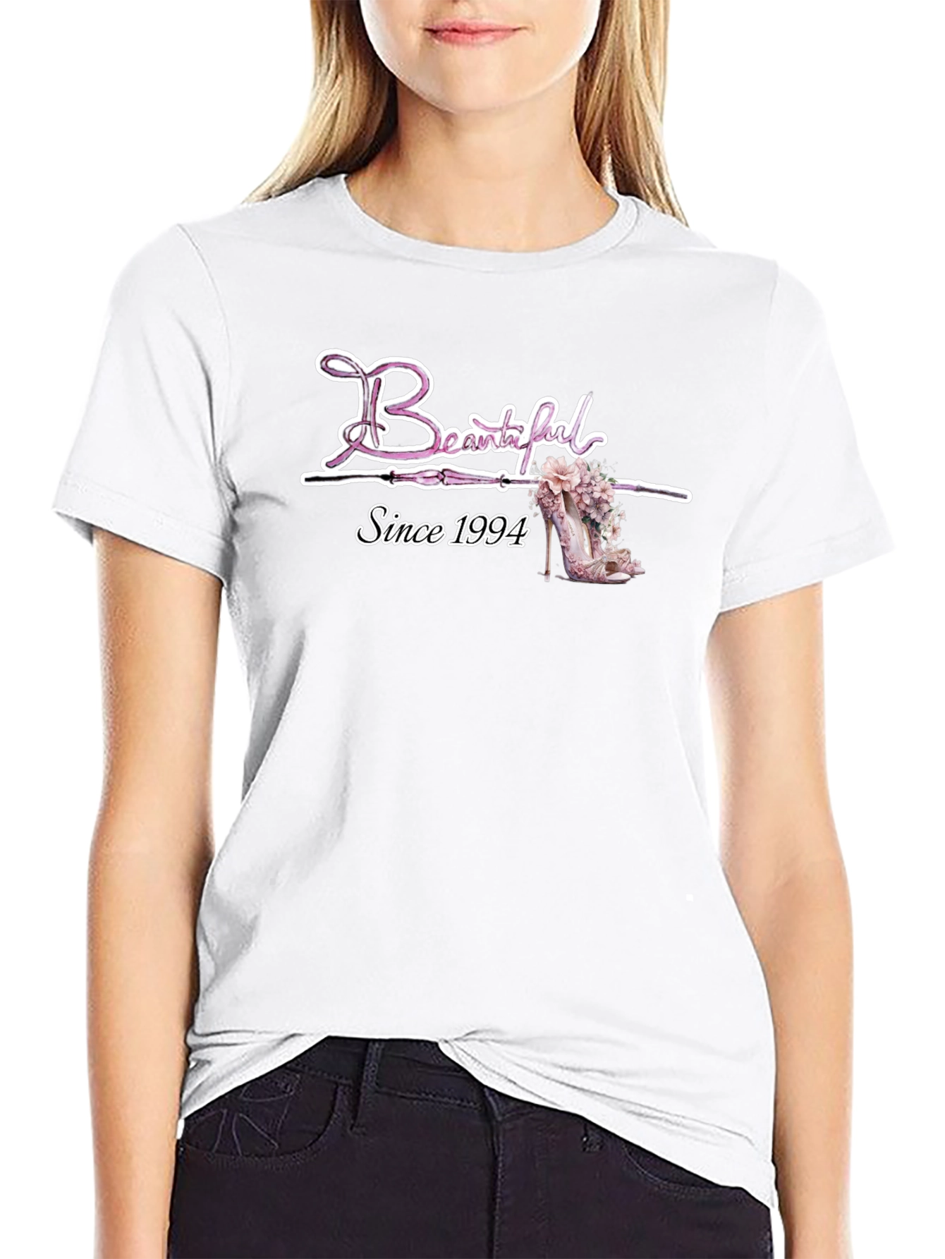 Beautiful Since 1994 Floral Heel T-Shirt