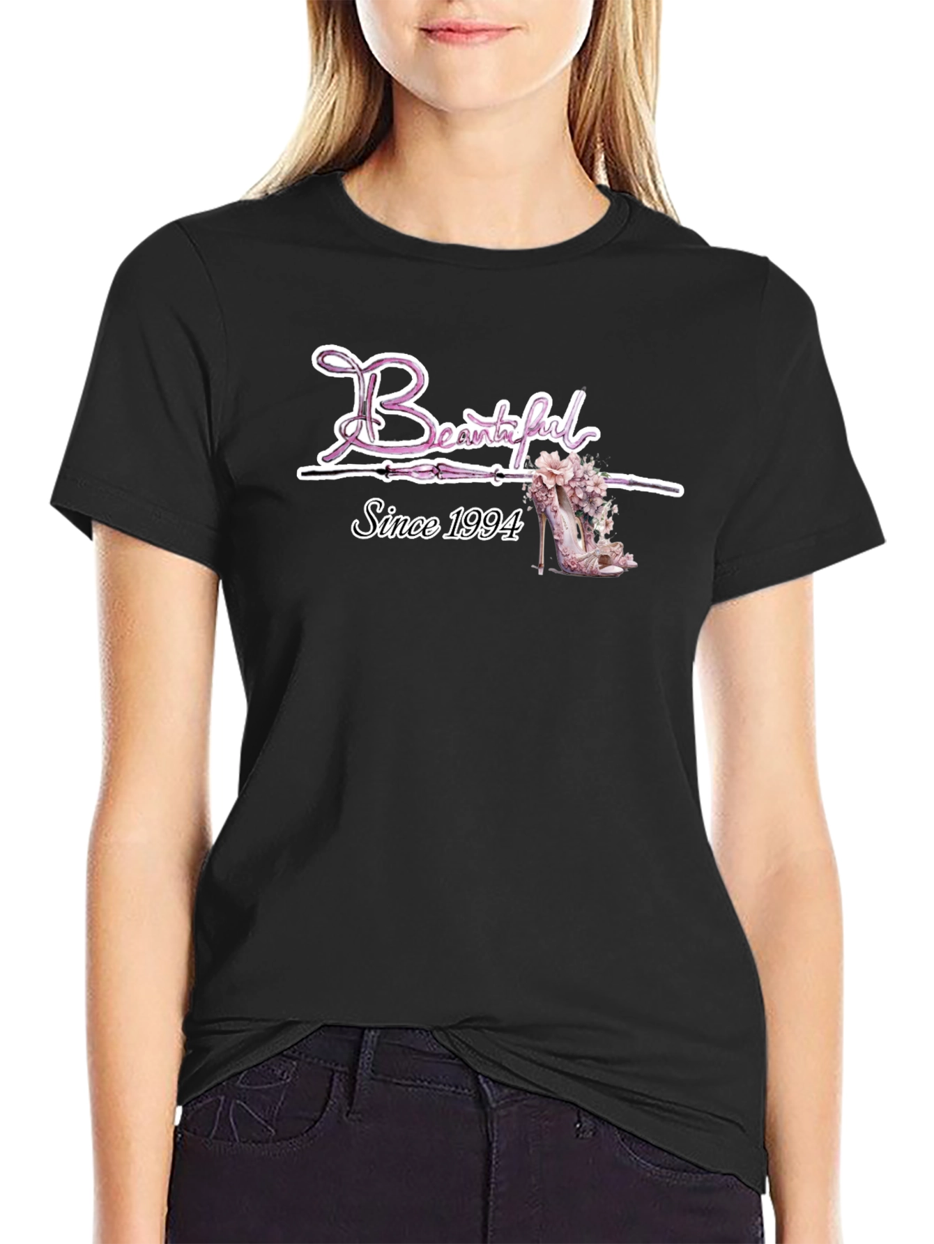 Beautiful Since 1994 Floral Heel T-Shirt