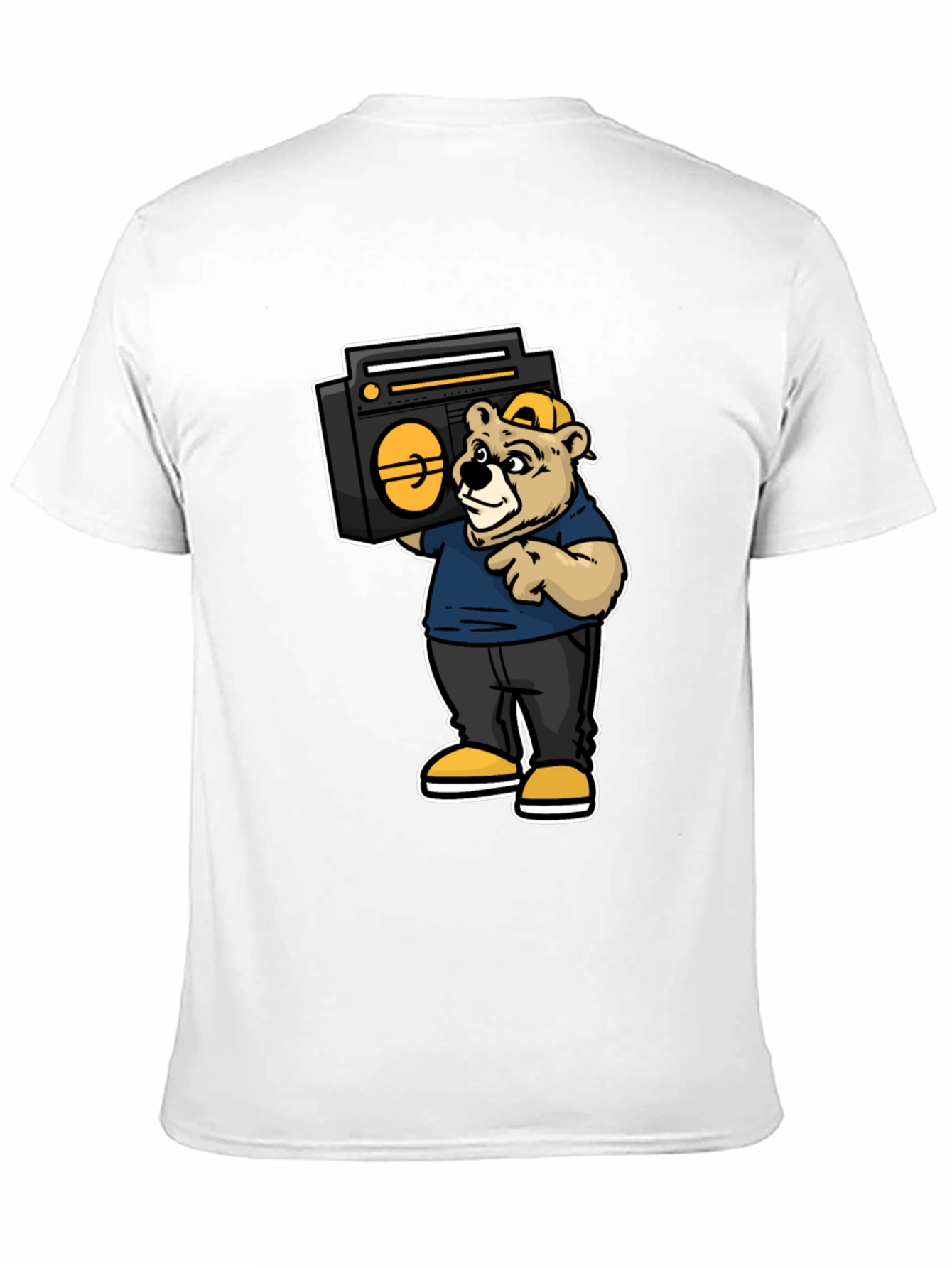 Bear Holding Boombox Graphic Tee - Black