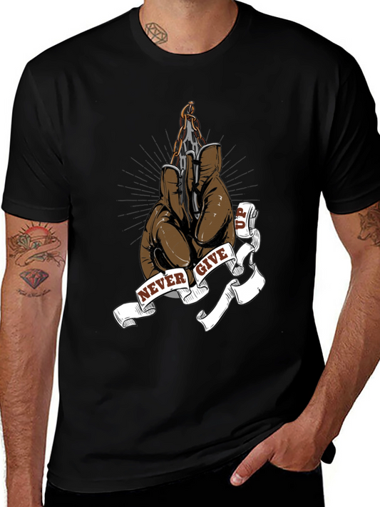 Never Give Up Boxing Glove Graphic Tee