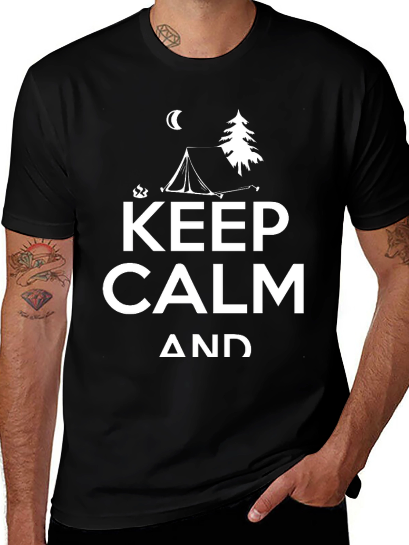Keep Calm and Camp Black Graphic T-Shirt