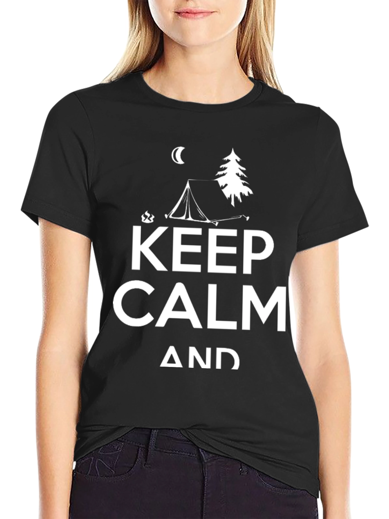 Keep Calm and Camp Black Graphic T-Shirt