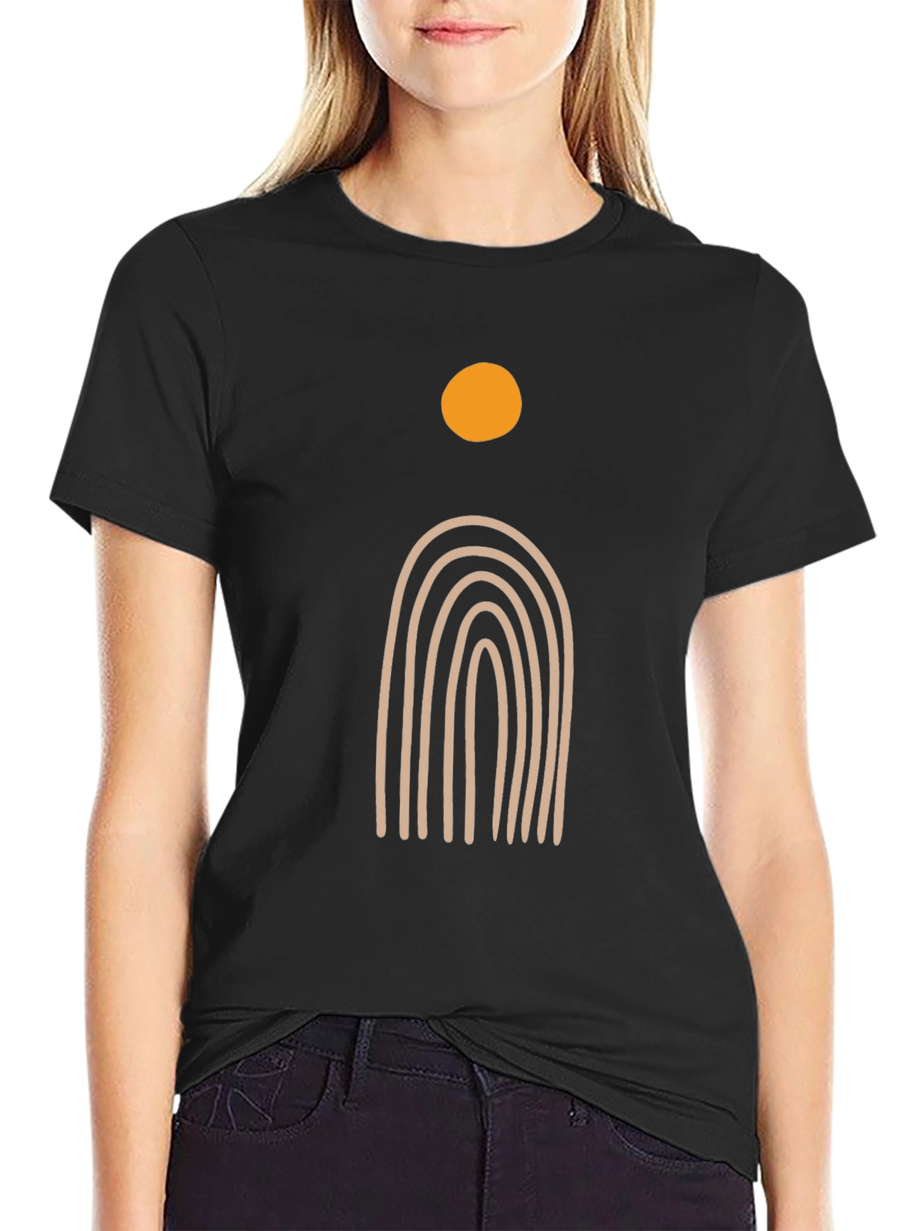 Minimalist Sun & Arch Black T-Shirt